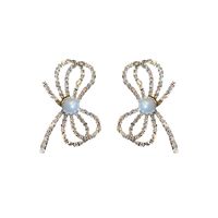 Wholesale Fashion Inlaid Rhinestone Pearl Bow Earrings Nihaojewelry main image 6
