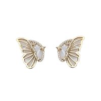 Wholesale Fashion Gold Electroplating Rhinestone Shell Butterfly Stud Earrings Nihaojewelry main image 6