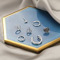 Wholesale Heart Spiral Geometric Stud Earrings Seven-piece Set Nihaojewelry main image 3
