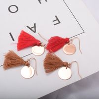 Wholesale Tassel Disc Titanium Steel Earrings Nihaojewelry sku image 2