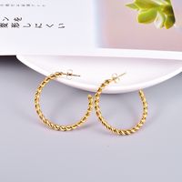 Wholesale Twist Circle Titanium Steel Gold Plated Earrings Nihaojewelry sku image 1