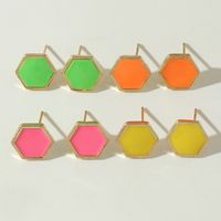 Wholesale Fashion Fluorescent Color Alloy Geometric Earrings Nihaojewelry sku image 1