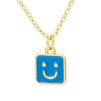 Wholesale Jewelry Square Shape Smile Face Drop Pendant Copper Necklace Nihaojewelry sku image 1