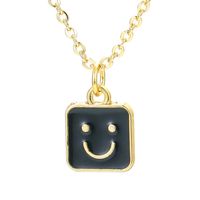 Wholesale Jewelry Square Shape Smile Face Drop Pendant Copper Necklace Nihaojewelry sku image 2