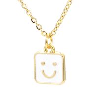 Wholesale Jewelry Square Shape Smile Face Drop Pendant Copper Necklace Nihaojewelry sku image 3
