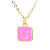 Wholesale Bijoux Forme Carrée Sourire Visage Goutte Pendentif Collier En Cuivre Nihaojewelry sku image 4