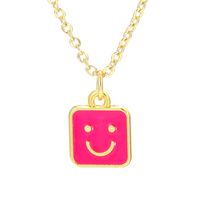 Wholesale Jewelry Square Shape Smile Face Drop Pendant Copper Necklace Nihaojewelry sku image 5