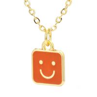 Wholesale Jewelry Square Shape Smile Face Drop Pendant Copper Necklace Nihaojewelry sku image 6