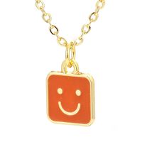 Bisutería Mayoreo De Forma Cuadrada Sonrisa Cara Gota Colgante Collar De Cobre Nihaojewelry sku image 6