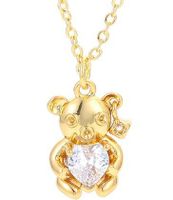 Wholesale Jewelry Heart Bear Pendant Copper Inlaid Zircon Necklace Nihaojewelry sku image 1