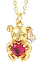 Wholesale Jewelry Heart Bear Pendant Copper Inlaid Zircon Necklace Nihaojewelry sku image 2