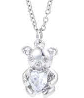 Wholesale Jewelry Heart Bear Pendant Copper Inlaid Zircon Necklace Nihaojewelry sku image 3