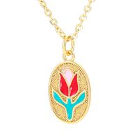 Wholesale Jewelry Tulip Dripping Oil Pendant Copper Necklace Nihaojewelry sku image 1