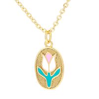 Wholesale Jewelry Tulip Dripping Oil Pendant Copper Necklace Nihaojewelry sku image 3