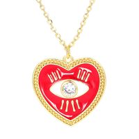 Wholesale Jewelry Heart Dripping Oil Eye Pattern Pendant Copper Inlaid Zircon Necklace Nihaojewelry sku image 1