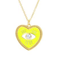 Wholesale Jewelry Heart Dripping Oil Eye Pattern Pendant Copper Inlaid Zircon Necklace Nihaojewelry sku image 2