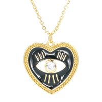 Wholesale Jewelry Heart Dripping Oil Eye Pattern Pendant Copper Inlaid Zircon Necklace Nihaojewelry sku image 3