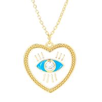 Wholesale Jewelry Heart Dripping Oil Eye Pattern Pendant Copper Inlaid Zircon Necklace Nihaojewelry sku image 4