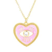 Wholesale Jewelry Heart Dripping Oil Eye Pattern Pendant Copper Inlaid Zircon Necklace Nihaojewelry sku image 5
