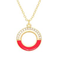 Wholesale Jewelry Half Oil Drop Ring-shape Pendant Copper Inlaid Zircon Necklace Nihaojewelry sku image 1