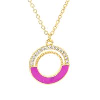 Wholesale Jewelry Half Oil Drop Ring-shape Pendant Copper Inlaid Zircon Necklace Nihaojewelry sku image 3
