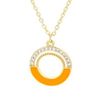 Wholesale Jewelry Half Oil Drop Ring-shape Pendant Copper Inlaid Zircon Necklace Nihaojewelry sku image 5