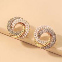 Wholesale Aretes De Perlas De Diamantes De Imitación Con Incrustaciones De Círculo Vórtice Nihaojewelry sku image 1