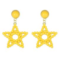 Hollow Rice Bead Five-pointed Star Korean Style Earrings Wholesale Jewelry Nihaojewelry sku image 1