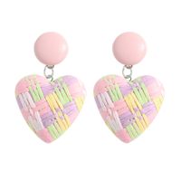 Color Raffia Woven Peach Heart Earrings Wholesale Jewelry Nihaojewelry sku image 1