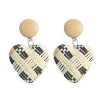 Color Raffia Woven Peach Heart Earrings Wholesale Jewelry Nihaojewelry sku image 2