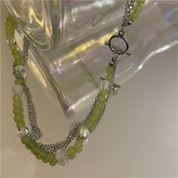 Wholesale Jewelry Baroque Green Cystal Beaded Multi-layer Necklace Nihaojewelry sku image 1