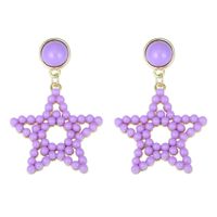 Hollow Rice Bead Five-pointed Star Korean Style Earrings Wholesale Jewelry Nihaojewelry main image 1
