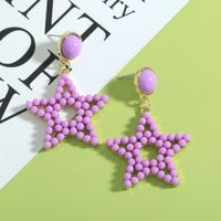 Hollow Rice Bead Five-pointed Star Korean Style Earrings Wholesale Jewelry Nihaojewelry main image 5