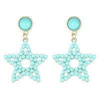 Hollow Rice Bead Five-pointed Star Korean Style Earrings Wholesale Jewelry Nihaojewelry main image 3