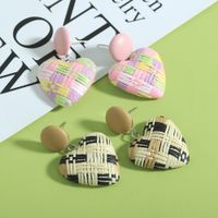 Color Raffia Woven Peach Heart Earrings Wholesale Jewelry Nihaojewelry main image 3