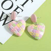 Color Raffia Woven Peach Heart Earrings Wholesale Jewelry Nihaojewelry main image 5