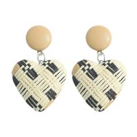 Color Raffia Woven Peach Heart Earrings Wholesale Jewelry Nihaojewelry main image 6