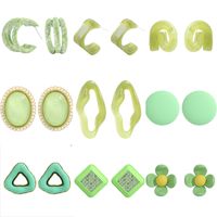 Wholesale Korean Geometric Emerald Green Acetate Plate Earrings Nihaojewelry main image 1
