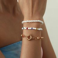 Geometric Hollow Metal Retro Hit Color Beaded Chain Bracelet Wholesale Jewelry Nihaojewelry main image 1