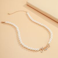 Wholesale Jewelry Imitation Pearl Letter Inlaid Diamond Pendant Necklace Nihaojewelry main image 3