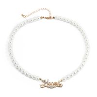 Großhandel Schmuck Nachahmung Perlen Brief Eingelegte Diamant Anhänger Halskette Nihaojewelry main image 6