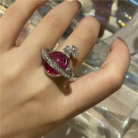 Fashion Rose Ruby Sphere Diamond Ring Wholesale Nihaojewelry main image 5