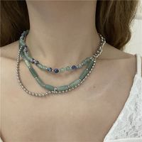 Wholesale Jewelry Green Tourmaline Stone Round Beaded Multi-layer Necklace Nihaojewelry main image 1