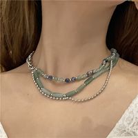 Großhandel Schmuck Grüner Turmalinstein Runde Perlen Mehrschichtige Halskette Nihaojewelry main image 3