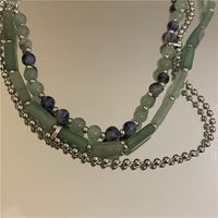 الجملة مجوهرات الأخضر التورمالين الحجر جولة مطرز متعدد الطبقات قلادة Nihaojewelry main image 6