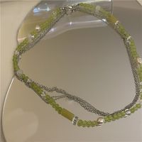 Wholesale Jewelry Baroque Green Cystal Beaded Multi-layer Necklace Nihaojewelry main image 6