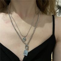 Wholesale Jewelry Square Coin Pendant Double Layered Necklace Nihaojewelry main image 2