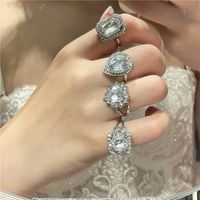 Fashionable Diamond Metal Big Heart Pear-shaped Ring Wholesale Nihaojewelry main image 2