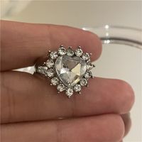 Fashionable Diamond Metal Big Heart Pear-shaped Ring Wholesale Nihaojewelry main image 3