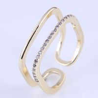 Großhandel Mode Kupfer Eingelegter Zirkon Geometrischer Mehrschichtiger Offener Ring Nihaojewelry main image 1
